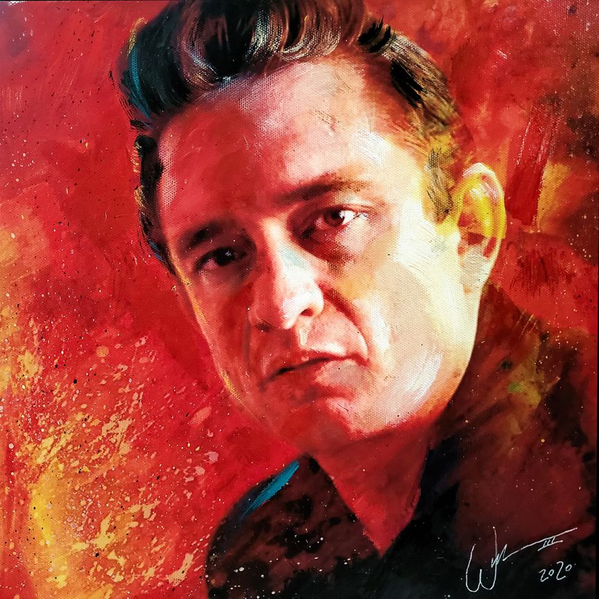 "Ring of Fire" Johnny Cash painting by artist, William III